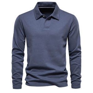 Polo de manga larga para hombre de talla grande con diseño de moda de gran venta 2025 hecho de 100% Polo de tela de punto de lana merina para hombre - Product Image 4
