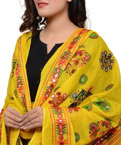 Nueva llegada indio Rajasthani trabajo a mano largo Dupatta para mujeres estilo tradicional espejo trabajo pegatina Chunni Multi Phulkari - Product Image 5