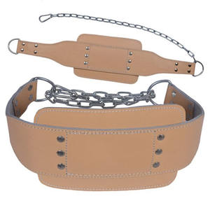 Cinturón de inmersión de levantamiento de pesas de cuero con cadena de acero GAF con soporte trasero antideslizante para entrenamiento de gimnasia - Product Image 1
