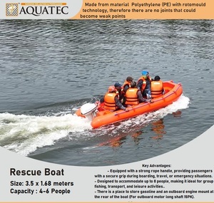 Bateau de sauvetage rotomoulé AQT - Durable, sûr et prêt à l'installation d'un moteur Capacité de 4 à 6 personnes et de 8 à 10 personnes - Product Image 4