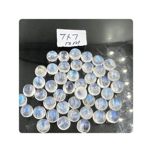 Cabochon de pierres précieuses à facettes de haut 7x7mm belle pierre de lune arc-en-ciel de feu bleu flashy calibrée pour la fabrication de bijoux de qualité supérieure - Product Image 1