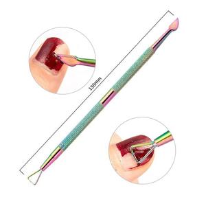 Stainless Steel Dual-End Reusable Cuticle Spoon Pusher Dead Skin Remover <b>Nail</b> Art Tool UV Polish Cleaning File for Manicure - Product Image 5