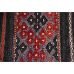 Tapis turc 5,6 x 6,7 pieds, tapis vintage, tapis en laine rouge et noir à motifs floraux - Product Image 5