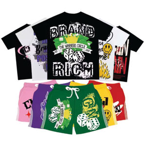 Imprimés personnalisés coton DTF graphiques été à la mode décontracté à la mode surdimensionné t-shirts pour hommes femmes adultes haut Shorts Combo - Product Image 2