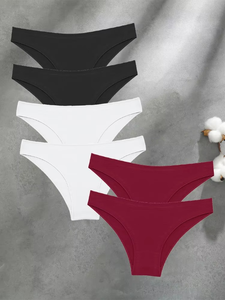 Paquete de 6 bragas de algodón antibacterianas de punto para mujer, transpirables, de talle medio, suaves y cómodas, talla M-XXL - Product Image 5