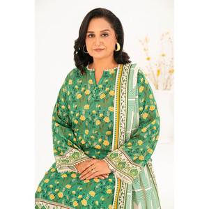 K-52115 Conjunto de 3 Piezas para Mujer, Salwar Kameez de Algodón Khaddar Estampado con Dupatta, Sin Arrugas, Corte Holgado para Ocasiones Casuales - Product Image 4