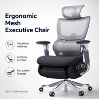 Chaise de bureau exécutive ergonomique moderne en maille avec inclinaison électrique, repose-pieds, appuie-tête réglable, accoudoirs 3D, OEM ODM, école, hôtel