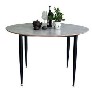 BA68165 120cm Round Dining <b>Table</b> Set Solid <b>Wood</b> Plywood with Tapered Iron Legs Resin <b>Table</b> <b>Top</b> for Hotels - Product Image 1