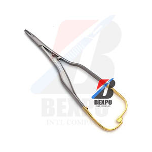 Premium Dental Arruga soporte de aguja medio oro TC 16cm fórceps instrumentos - Product Image 1