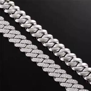 Chaîne à maillons cubains en argent de luxe entièrement glacée D couleur VVS clouté Moissanite testeur de diamant pour mariage - Product Image 3