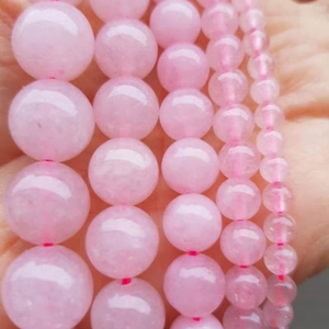 Cuentas de Cuarzo Rosa Natural Redondas de Grado A de 8/10 mm, Gemas de Cristal Lisas para la Elaboración de Joyas, Naturales - Product Image 1