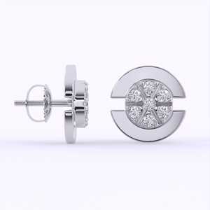 Pendientes de tuerca de diamante cultivado en laboratorio de corte redondo para mujer, Diamante sólido de 14K/18K con ajuste de bisel pavimentado fijo, diseño de chispa orbital - Product Image 3