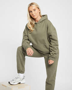 Sweat à capuche surdimensionné pour femme Design unique Dusky Olive 100% coton Anti-rides et respirant sweats à capuche pour femme entraînement sweat à capuche zippé - Product Image 6