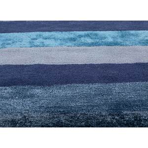 Alfombra Rectangular Caliedo de Lana y Viscosa con Rayas Azules, Hecha a Mano, 9x12, para Sala de Estar, Entrada o Pasillo -Tra-14877 - Product Image 3