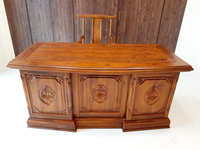 Magnifica Scrivania da Ufficio in Stile Europeo, Realizzata a Mano in Legno di Teak Massiccio Intagliato, Modulare, Sostenibile, Antica e Confortevole