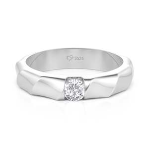 Jeulia Twisted <b>Ribbon</b> Solitaire Diamond Men's Wedding Ring - Product Image 1