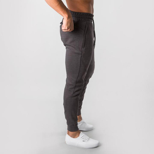 Vêtements de couleur unie pour hommes Gym Fitness Running Wear 100% coton Logo personnalisé avec poches latérales Pantalon respirant pour hommes - Product Image 3
