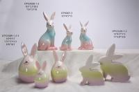 Ensemble de figurines en céramique de ferme de Pâques - Coq, poule et poussin colorés en porcelaine pour la décoration de la maison et de la cuisine