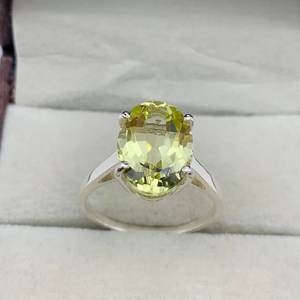 Anillo clásico de piedra de cuarzo limón para mujer, diseño romántico de corte ovalado de Plata de Ley 925 sólida para cumpleaños de aniversario de boda - Product Image 4