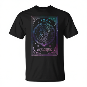 Camiseta del Zodiaco de Acuario con Tarot, Febrero, y Características Astrológicas para Fines Promocionales - Product Image 2