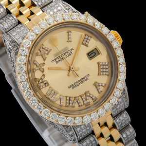 Premium cadran romain deux tons VVS Moissanite diamant Buss montre en acier inoxydable japon mouvement automatique montres à affichage analogique - Product Image 2