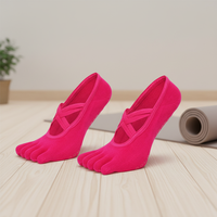 Calcetines de Yoga de Cinco Dedos Antideslizantes para Mujer, Transpirables, de Algodón, para Pilates, Fitness, Entrenamiento en Casa, Gimnasio