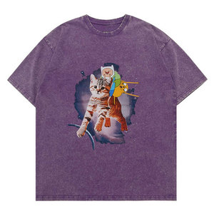 Phong cách cổ điển Phiêu Lưu thời gian Áo Thun Unisex rửa đồ họa Finn và <span class=keywords><strong>Jake</strong></span> không gian Mèo hoạt hình Tee - Product Image 6