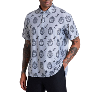 Polo imprimé hommes grande taille respirant 100 pour cent coton tissu polo à manches courtes pour les voyages d'affaires ou la mode quotidienne - Product Image 1