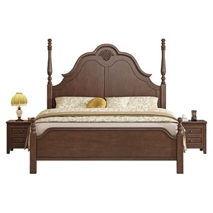 Cama de Panel de Madera de Caoba Maciza Estilo Tradicional Tamaño Queen con Acabado Excelente para Juego de Dormitorio y Muebles para el Hogar - Product Image 1