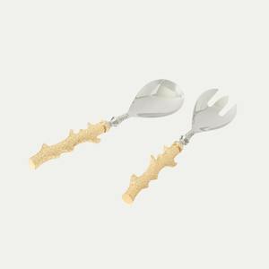 Juego de servidor de ensalada de Metal Premium con mango decorativo, utensilio de servicio de comedor moderno, vajilla de cocina elegante, regalo - Product Image 2