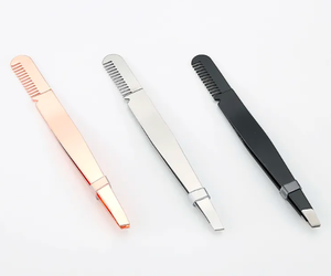 Pinzas de Cejas de Acero Inoxidable con Punta Puntiaguda, Ligeras y de Alta Calidad, Color Negro, Dorado y Oro Rosa, con Logotipo Privado Personalizado al por Mayor, ANAAIF - Product Image 1