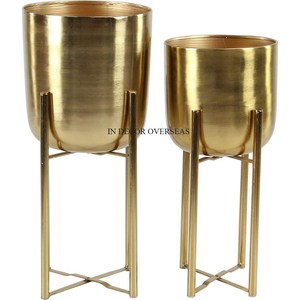 Aluminio fundido de alto grado chapado en oro más vendido moderno creativo diseñador de arte conjunto de 3 macetas y jardineras de flores para el hogar y el jardín - Product Image 3