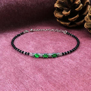 NOVAMART Fine Zarkan Linear Silver <b>Bracelet</b> Green Checkered Pattern Geometric Number Shape Gold Plating Diamond Encrusted <b>Copper</b> - Product Image 1