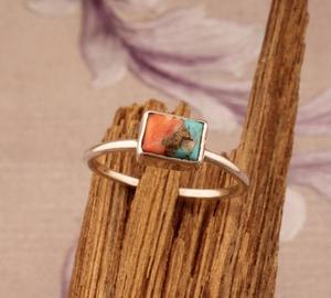Oyster <b>Copper</b> Turquoise Ring Handmade 925 Sterling Silver Gemstone <b>Band</b> Jewelry Engagement Wedding Anniversary Gift Wholesale - Product Image 2
