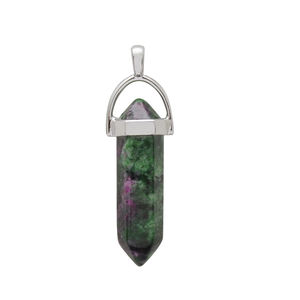 925 Sterling Silver Double Side Point Hexagon Pendant Ruby Zoisite Amethyst Gemstones Classic Vintage Design for Party Wholesale - Product Image 1