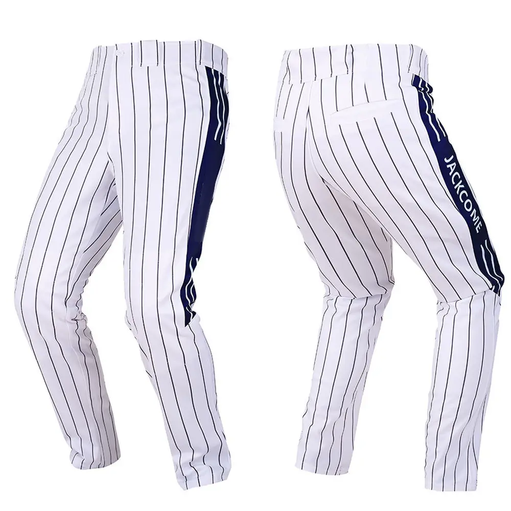 Bas élastique cheville longueur pantalon de Baseball adulte à fines rayures pantalon de Baseball respirant hommes blanc/noir à fines rayures pantalon de Baseball