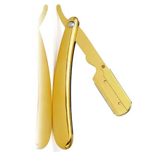 Rasoir de rasage pour hommes de barbier à lame coulissante de qualité professionnelle de couleur personnalisée avec logo personnalisé Rasoir pour la gorge coupé en or - Product Image 2
