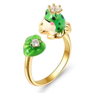 Bague de mode Jeulia Frog Prince en argent sterling émaillé feuille de lotus - Product Image 2