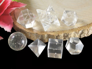 7 piezas de cuarzo transparente blanco Natural, sólidos platónicos, juego de geometría curativa geométrica sagrada, Kit de esfera de cristal para principiantes, cubo Merkaba - Product Image 3