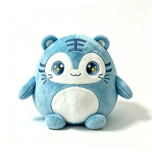 Peluche de tigre azul personalizado, lindo peluche de tigre, juguete de peluche redondo y suave, almohada de peluche de tigre, peluche de tigre chino de dibujos animados - Product Image 4