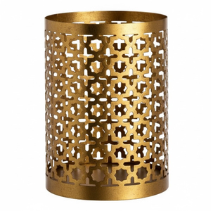 Porte-bougie votif décoratif en métal de luxe, finition verte, intérieur doré, sculpture en maille complexe, design Jali, décoration de table à domicile - Product Image 6