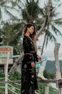 2022 Summer New Women Custom Apparel Floral Embroidered 100% Cotton Kimono <b>Cardigan</b> Half Sleeves Kimono - Product Image 4