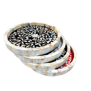 Plateaux de service élégants pour la maison et le restaurant Meilleures offres pour l'exportation directe-Style Animal Mother Pearl Inlay Polished Technique Decor - Product Image 1