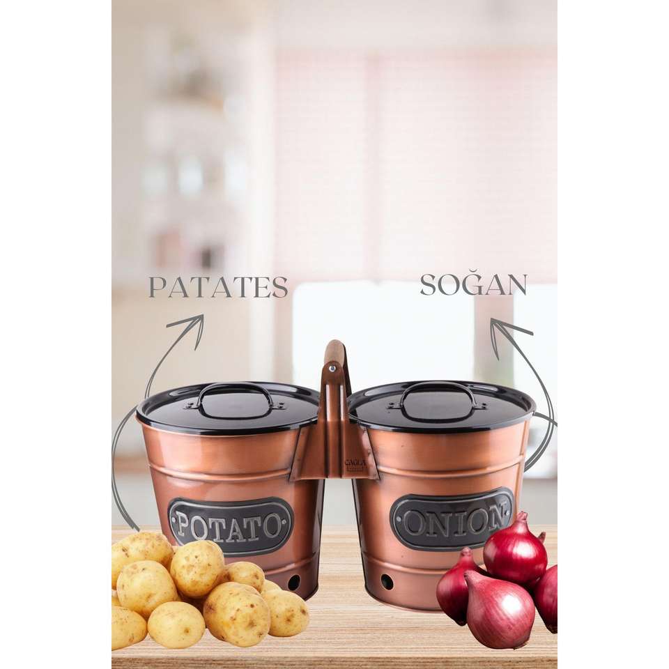 Copper Coated 2-Piece Potato Onion Storage Container