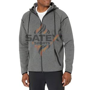 Sweat à capuche zippé pour homme, 100% coton, uni, respirant, séchage rapide, vêtements de sport et de course en plein air, service de personnalisation OEM - Product Image 6