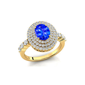 Bague en or massif 18 carats ornée de pierres précieuses tanzanite naturelle de décembre pour cadeau de fiançailles et véritables diamants certifiés OEM - Product Image 6