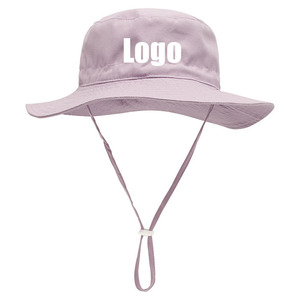 Chapeau seau en coton avec logo brodé personnalisé Casquette de flore à motif solide pour enfants adultes Sports de plage Protection solaire Cravates lavées - Product Image 1