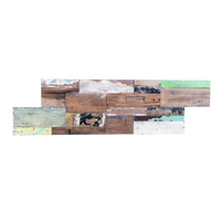 Panel de Pared de Madera de Barco Antiguo Moderno, Diseño 3D Insonorizante, Teca Reciclada para Entretenimiento Doméstico, Uso Comercial, Villas y Hoteles