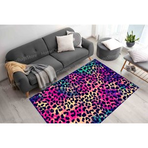 Alfombra con Estampado de Leopardo Rosa - Diseño Moderno para Sala de Estar, Cuarto de Niños, Oficina, Alfombra de Terciopelo de Lujo - Product Image 4