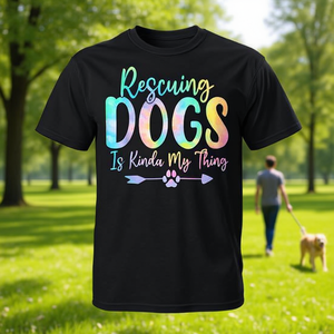 Camiseta Tie Dye con Estampado 'Rescuing Dogs Is Kinda My Thing', Unisex para Adultos, Cuello Redondo, Manga Corta, Impresión Digital, Ecológica - Product Image 3